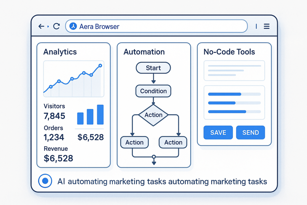How Aera Browser Enables No-Code Automation for Marketers Aera Browser empowers marketers with AI-driven, no-code web automation that transforms everyday browsing into intelligent productivity.