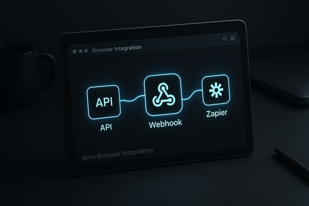 Integrating Aera Browser with Your Tech Stack: APIs, Webhooks & Zapier Aera Browser seamlessly connects with APIs, webhooks, and automation platforms like Zapier, redefining browser-based workflows.